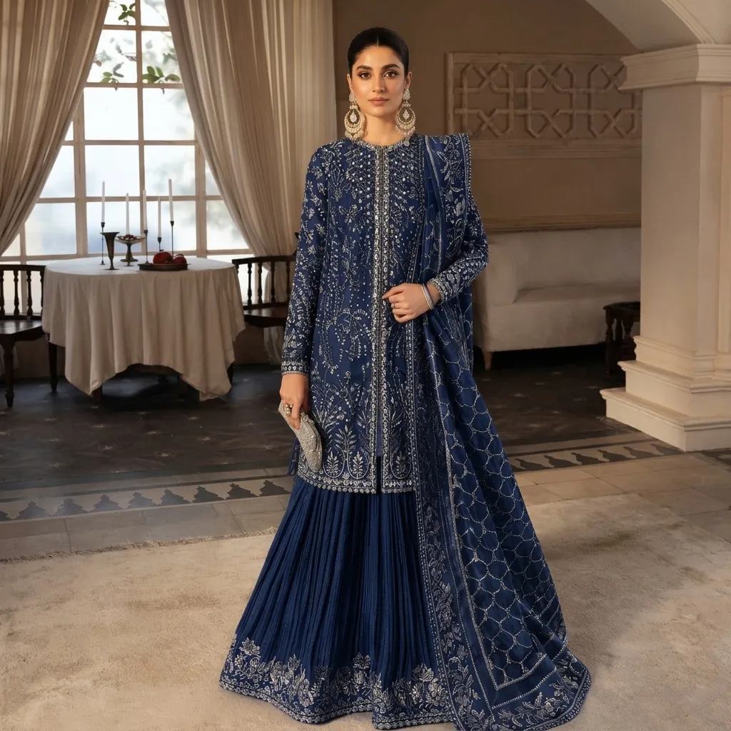 Soraya Organza Partywear Dress (3-Piece Embroidered)