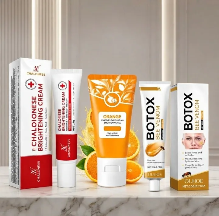 3-in-1 Glow Bright Skincare Bundle – Brightening Cream, Exfoliating Gel & Moisturizer