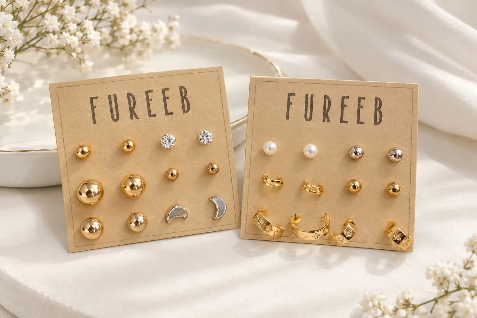 Trendy Multi-Pair Stud & Huggie Hoop Earrings Set