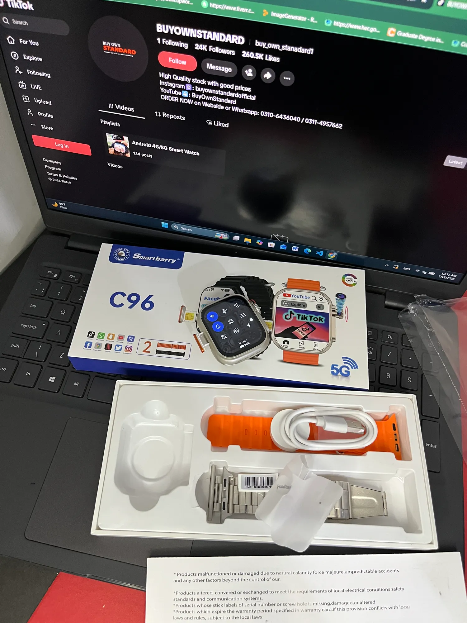 C96 Android 5G Smart Watch Sim Supported 