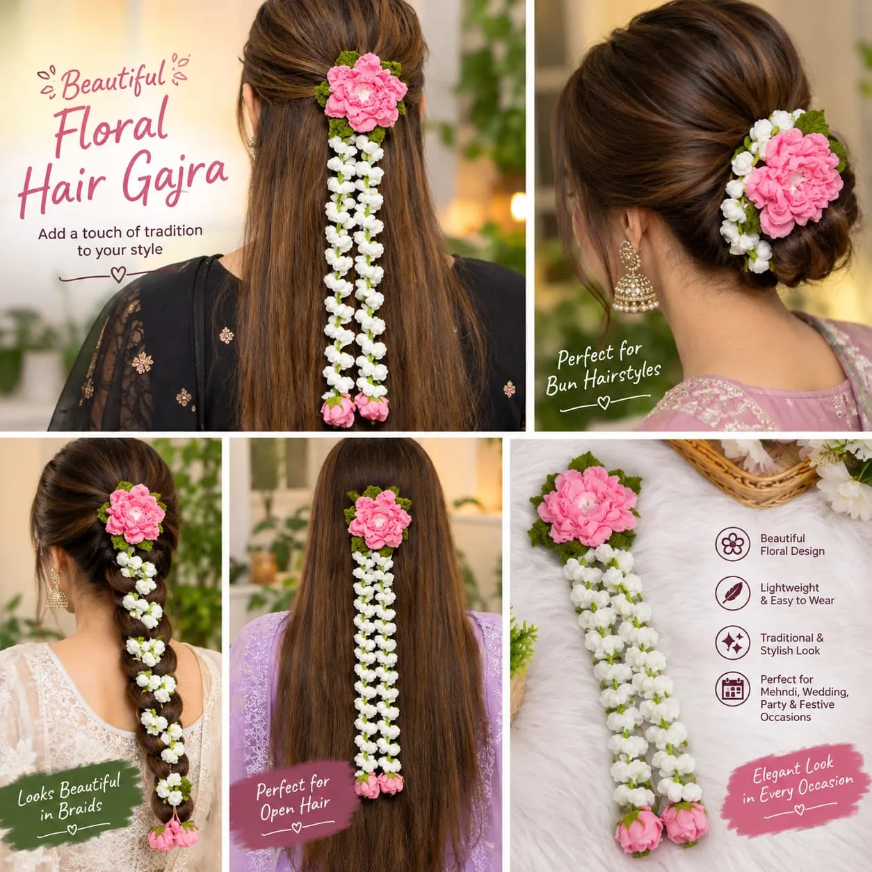 Floral hair gajra