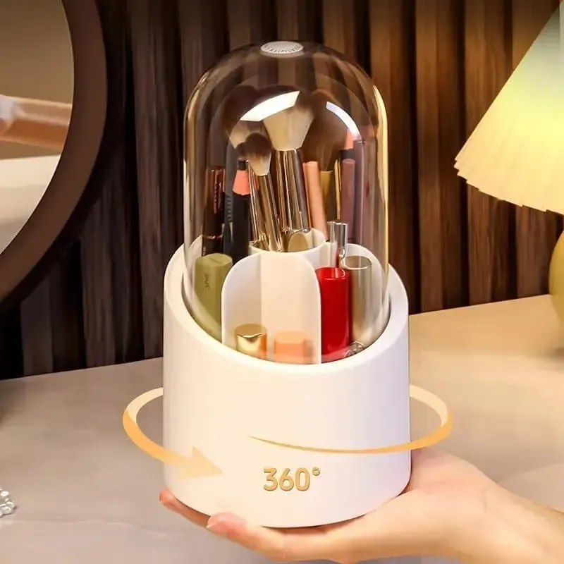 360 Degree Makeup Brush Organizer White ABS