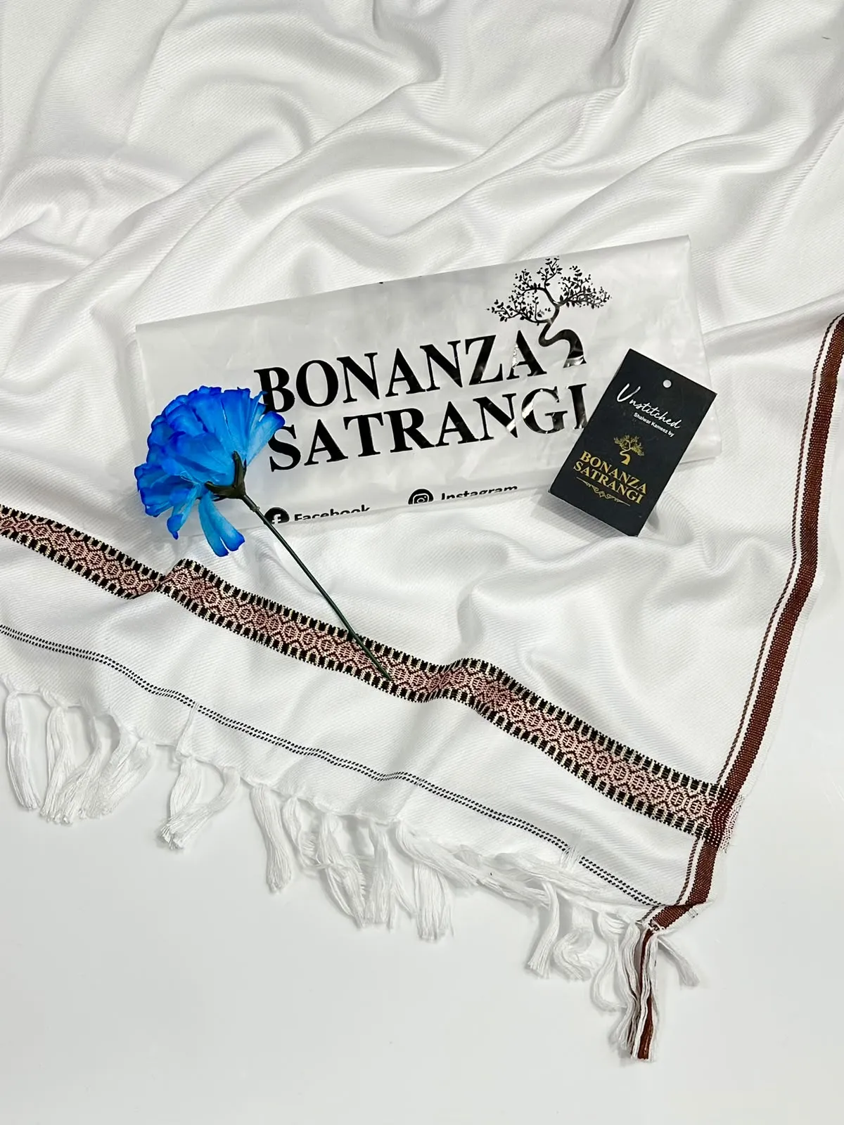 Men’s White Woolen Winter Shawl – Premium Quality with Bag Packing