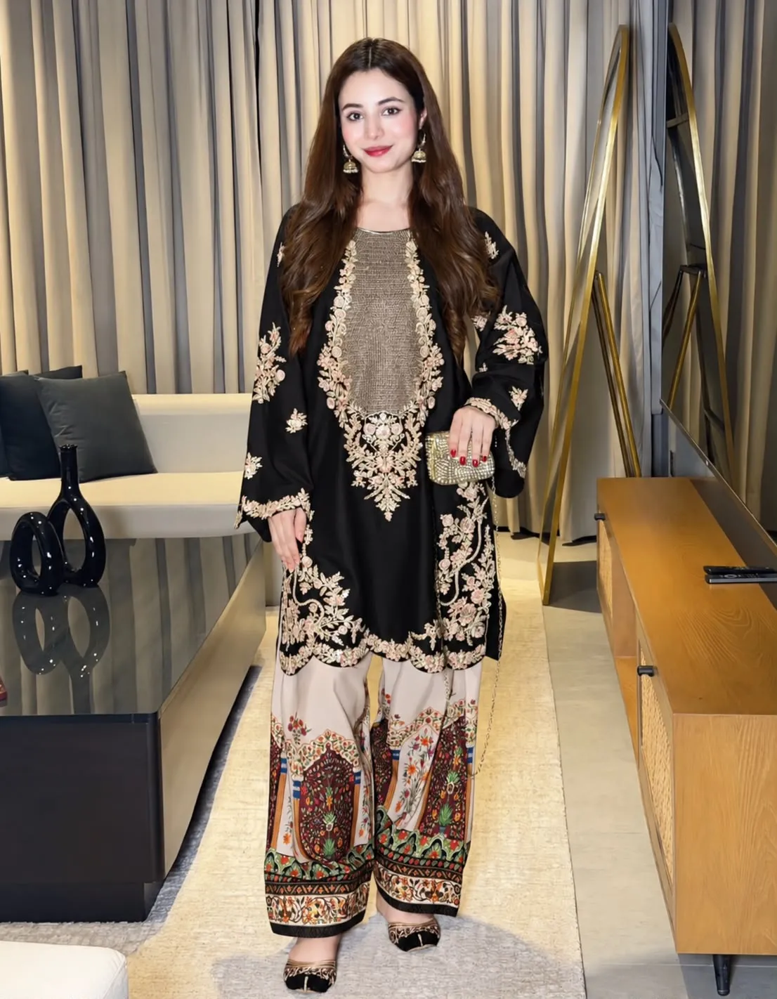 ETHNIC DHANAK EMBROIDERED & SEQUENCE LUXURY 2PC