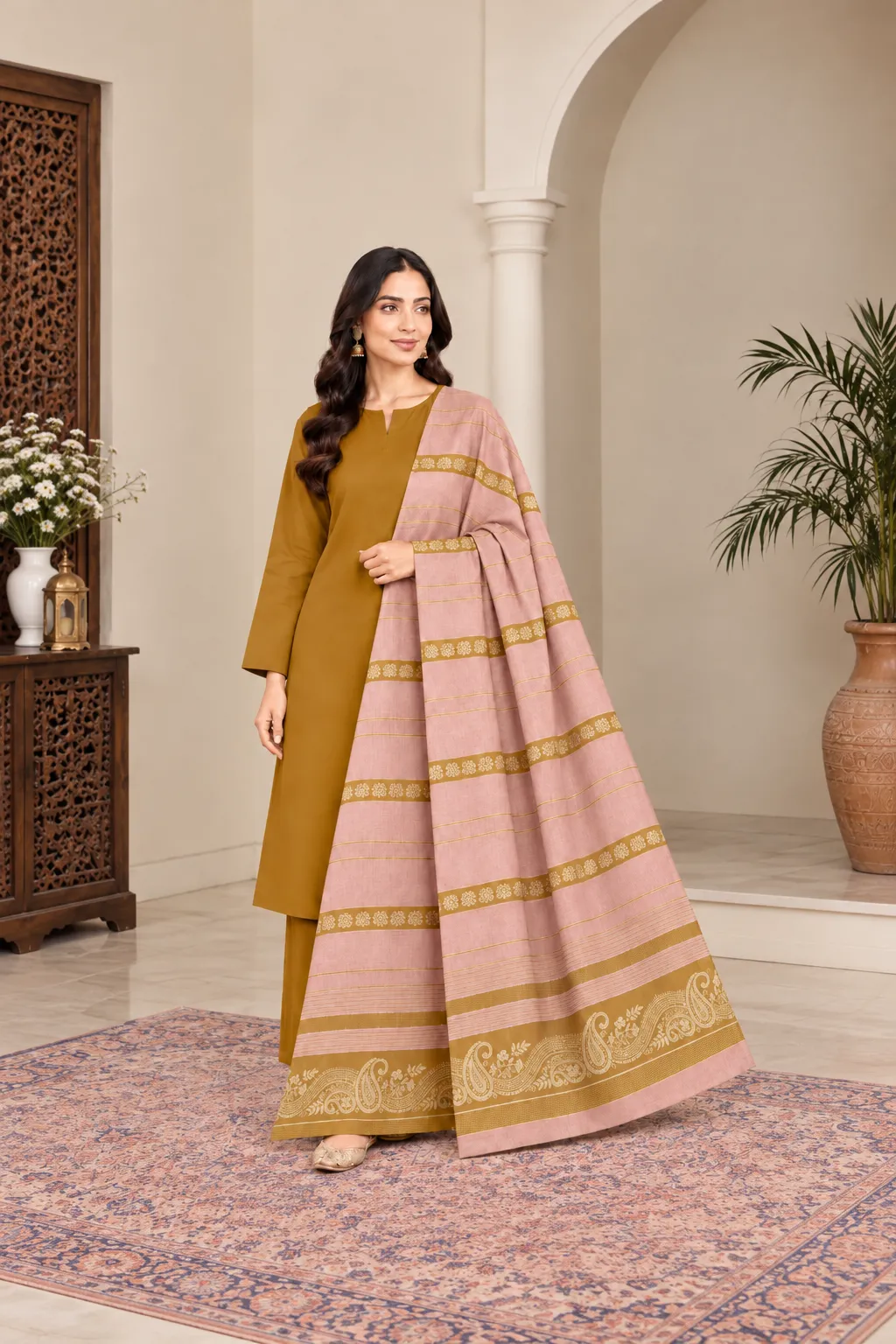 BAROSHA JACQUARD PASHMINA WOOL SHAWL – 3PC SUIT