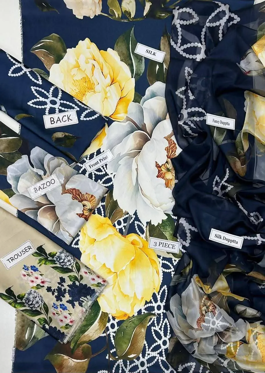Midnight Bloom Floral 3-Piece Suit